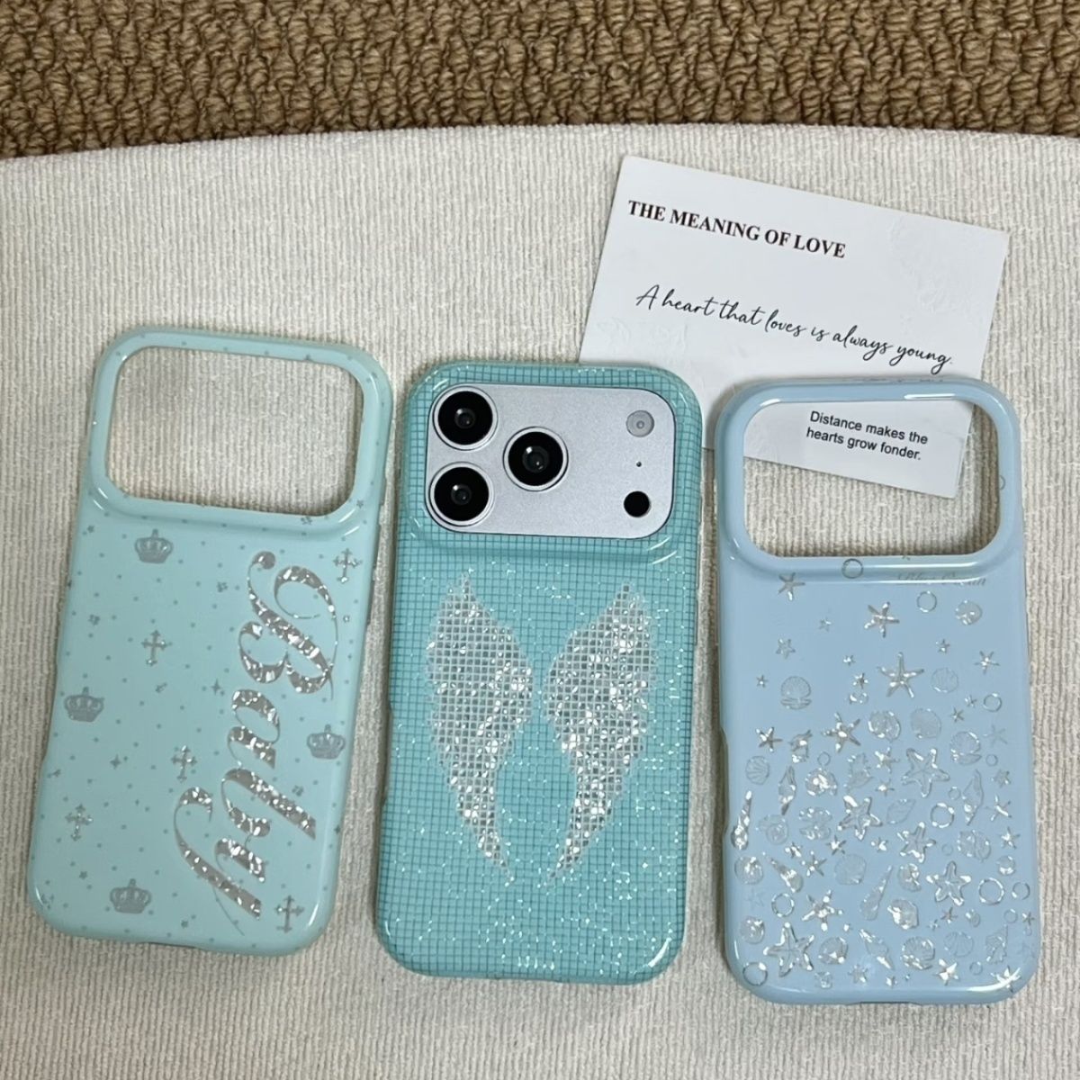Phone Accessories Kiosk - Korean Ins Mint Colored English Cross