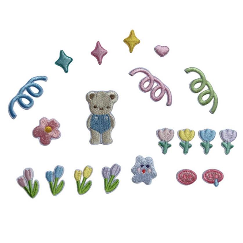 Phone Accessories Pictures - 10 Pcs Flowers Stars Spring Embroidered