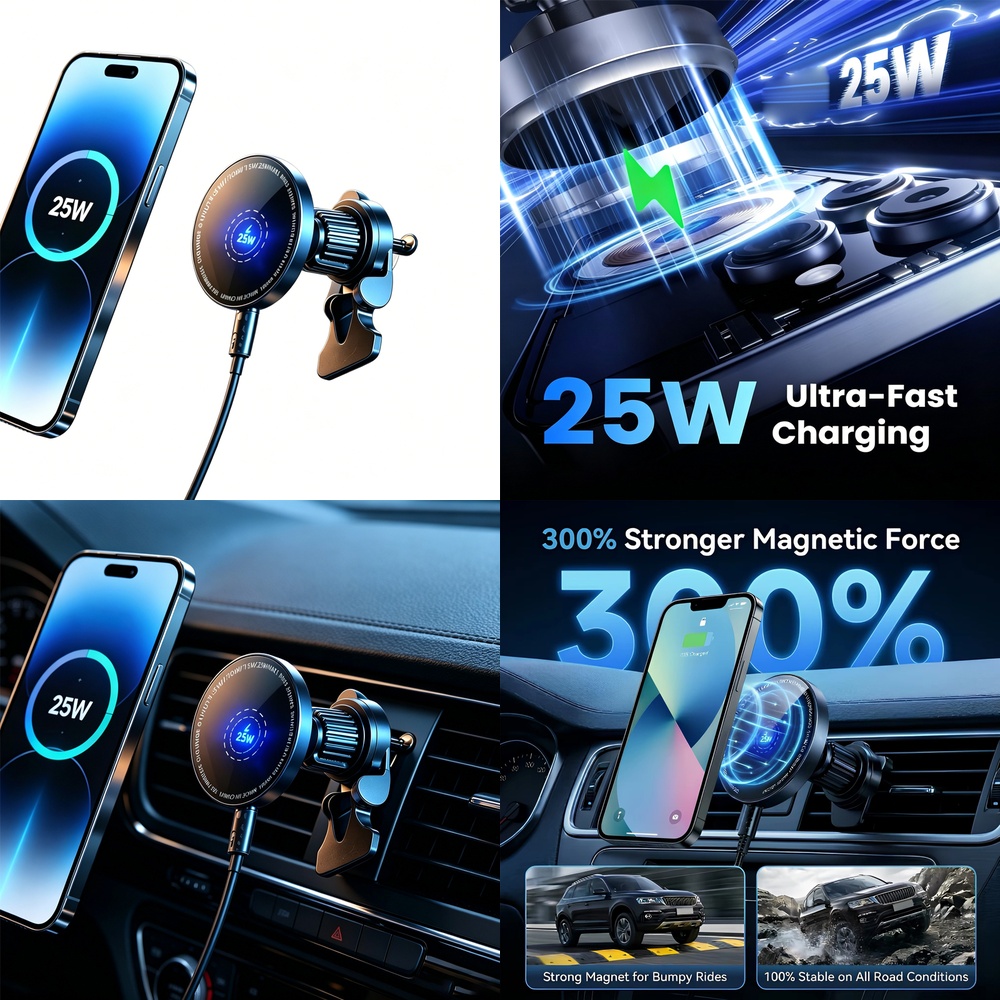 Phone Cooling Fan - 25W Super Fast Magnetic Wireless Car