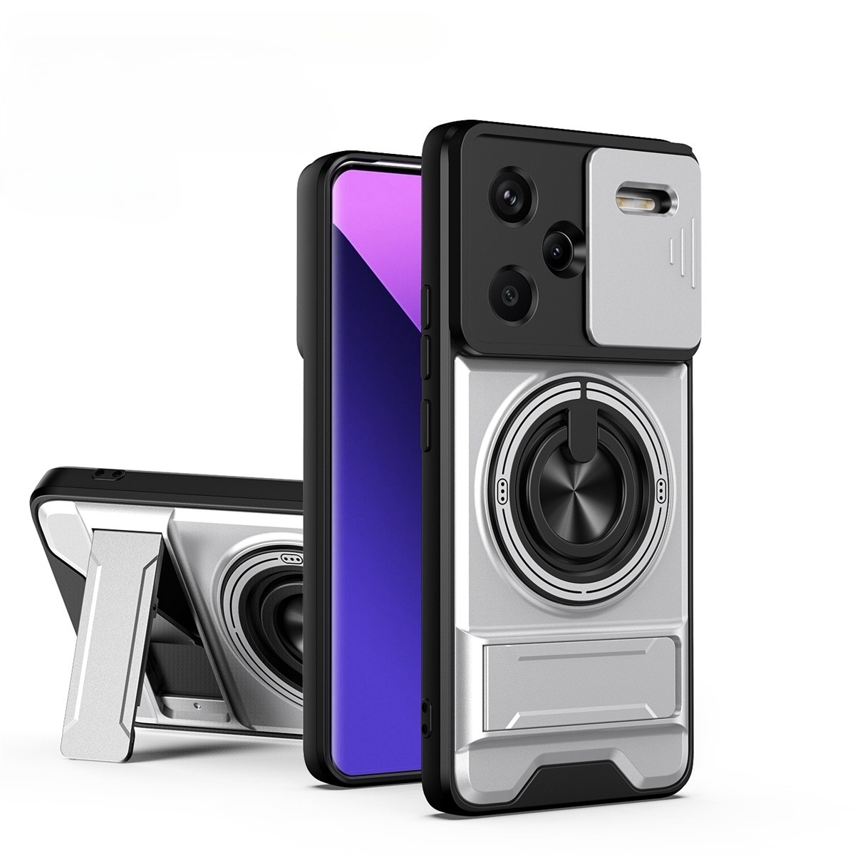 Phone Ring Holder - Lens Slide Camera Phone Case for
