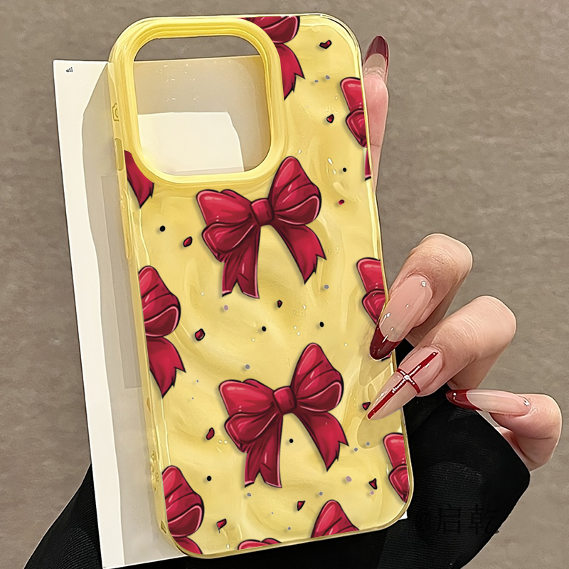 White Red Bow Pattern Phone Ca - Phone Accessories Red review and price