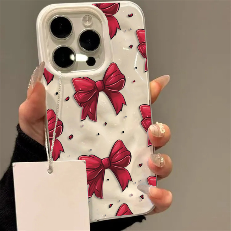 White Red Bow Pattern Phone Ca - Phone Accessories Red review and price