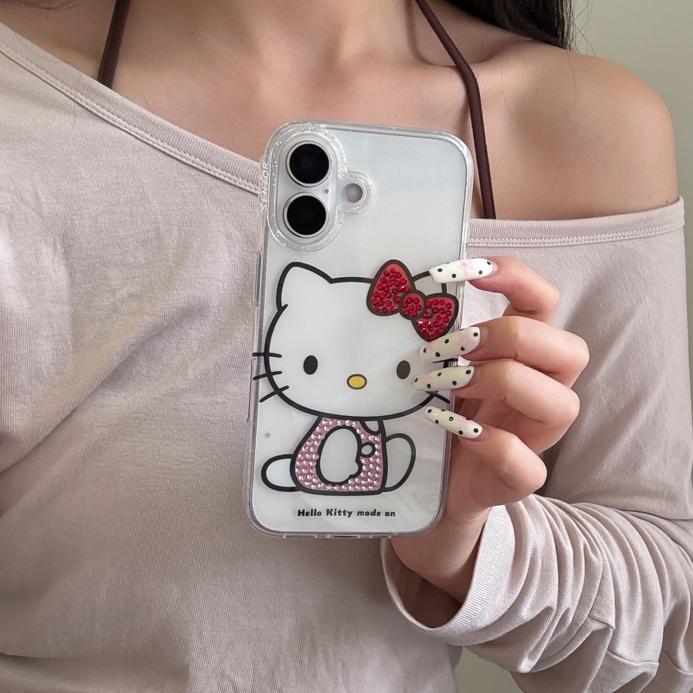 Cute 3D Rhinestone KT Phone Ca - Phone Accessories Red review and price