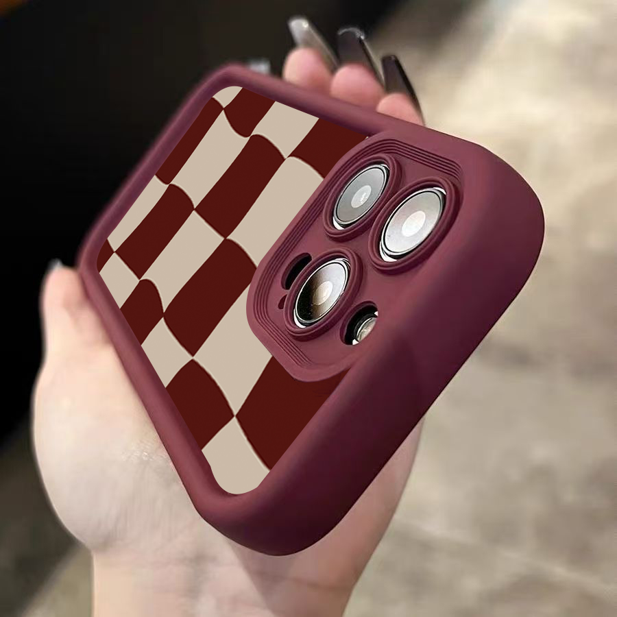 Wine Red Deform Grid Pattern P - Phone Accessories Red review and price