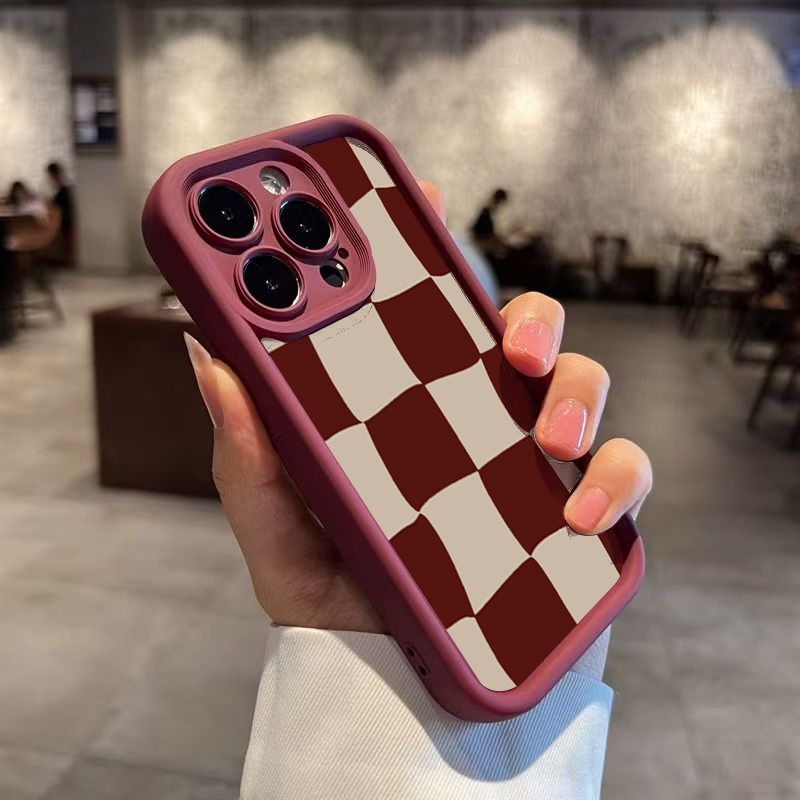Wine Red Deform Grid Pattern P - Phone Accessories Red review and price