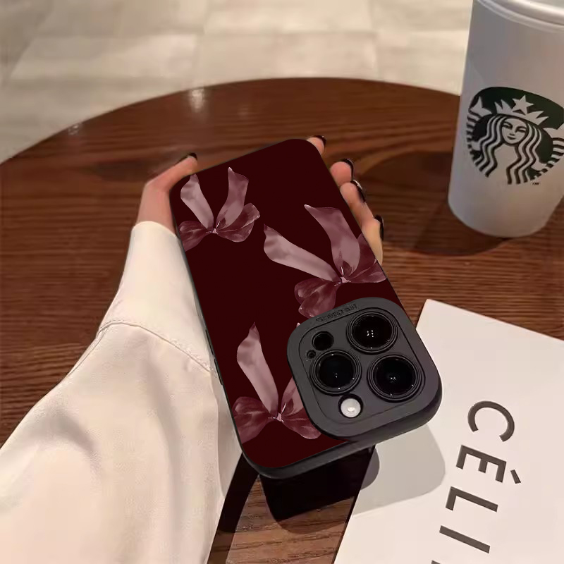 Wine Red Bowknot Pattern Soft  - Phone Accessories Red review and price